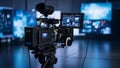 Professional video camera setup in studio Royalty Free Stock Photo