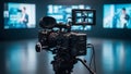 Professional video camera setup in studio Royalty Free Stock Photo