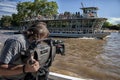 Video cameraman working with his professional equipment.