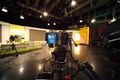 Professional video camera in television studio