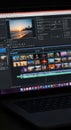Professional video editing software interface displaying a timeline and clips Royalty Free Stock Photo