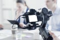 Professional videomaker shooting a video Royalty Free Stock Photo