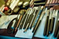 Professional visagiste workspace. Makeup tools Royalty Free Stock Photo