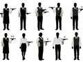 Professional waitstaff silhouettes in various uniforms Royalty Free Stock Photo