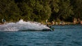 Professional wakeboarder making preparing for a stunt Royalty Free Stock Photo