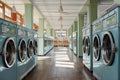 Professional washing machines at the self-service laundry. Interior Royalty Free Stock Photo