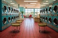 Professional washing machines at the self-service laundry. Interior Royalty Free Stock Photo