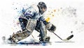 Professional Watercolor Ice Hockey Player Isolated On White Background - Generative AI Royalty Free Stock Photo