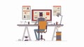 Professional Web Designer Creating Website Layout. Development, Graphics, Creative Design Process.