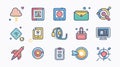 Professional Website Interface Thin Line Icons Set for User Interaction Royalty Free Stock Photo