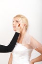 Professional wedding make-up is made to bride Royalty Free Stock Photo