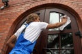 Professional window cleaner Royalty Free Stock Photo