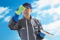 Professional window cleaner Royalty Free Stock Photo