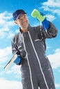Professional window cleaner Royalty Free Stock Photo