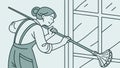 Professional Window Cleaner Working, Home Maintenance, Clean Environment, vector design Generative AI Royalty Free Stock Photo