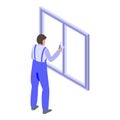 Professional window installation icon, isometric style