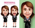 Professional Woman Character with Business Outfit Happy Smiling