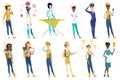 Professional women vector illustrations set. Royalty Free Stock Photo