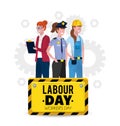 Professional workers with uniform to labour day