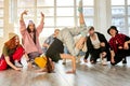 professional young dancers having a rehearsal together Royalty Free Stock Photo