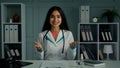 Professional young doctor arabian indian woman physician provide remote medical assistance in virtual chat. Medic female