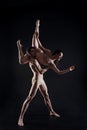 Professional young gymnasts dancing in the studio