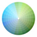 Professionalized colored wheels. Circularity palettes Vector. Graduated spectrums charts. Comprehensive gradients guidebook. Royalty Free Stock Photo