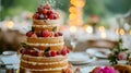 Three-Tiered Cake With Raspberries