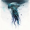 Professionally Watercolor Jellyfish Painted Art - Generative AI