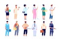 Professionals characters. Different employees, group of workers. Isolated people wear uniform, social worker healthcare