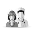 Professionals: Construction Worker and Nurse Icon Royalty Free Stock Photo