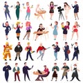 Professionals people 28 worker characters. Man and woman illustration set isolated on white background. Vector illustration flat Royalty Free Stock Photo