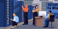 Professionals working in data center server room Royalty Free Stock Photo