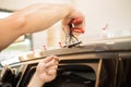 Repairing dents in a car Royalty Free Stock Photo