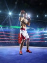 Professionl boxer is standing on the ring Royalty Free Stock Photo
