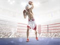 Professionl boxer is standing on the ring Royalty Free Stock Photo