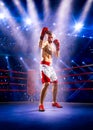 Professionl boxer is standing on the ring Royalty Free Stock Photo