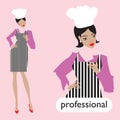 Professionl, female chef set. Royalty Free Stock Photo
