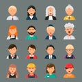 Professions avatars. Businessman doctor teacher hairdresser cook occupation workers group colleagues vector portraits Royalty Free Stock Photo