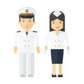 Professions captain and stewardess