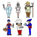 Professions cartoon color icons set