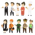 Professions Character in Different Uniform Cartoon Vector Set Royalty Free Stock Photo