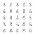 Professions Doodle Vector Icons Set