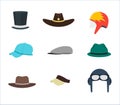 Professions Hats Set for Men. Vector