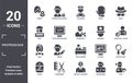 professions icon set. include creative elements as florist, mafia, showman, office worker, hairdresser, maid filled icons can be