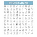 Professions icons, line symbols, web signs, vector set, isolated illustration Royalty Free Stock Photo