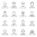 Professions icons set, outline style Royalty Free Stock Photo