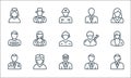 Professions line icons. linear set. quality vector line set such as , professor, doctor, employee, nurse, writer, soldier, teacher