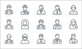 Professions line icons. linear set. quality vector line set such as stewardess, mechanic, laborer, doctor, employee, bellboy, Royalty Free Stock Photo