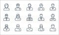 Professions line icons. linear set. quality vector line set such as student, sportsman, spy, nurse, nurse, professor, manager, Royalty Free Stock Photo